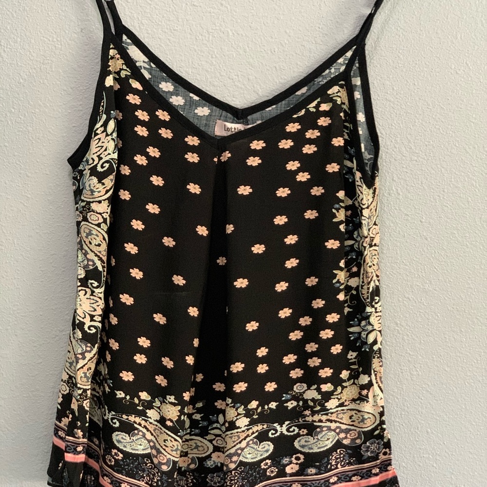 Black Floral Paisley Top
